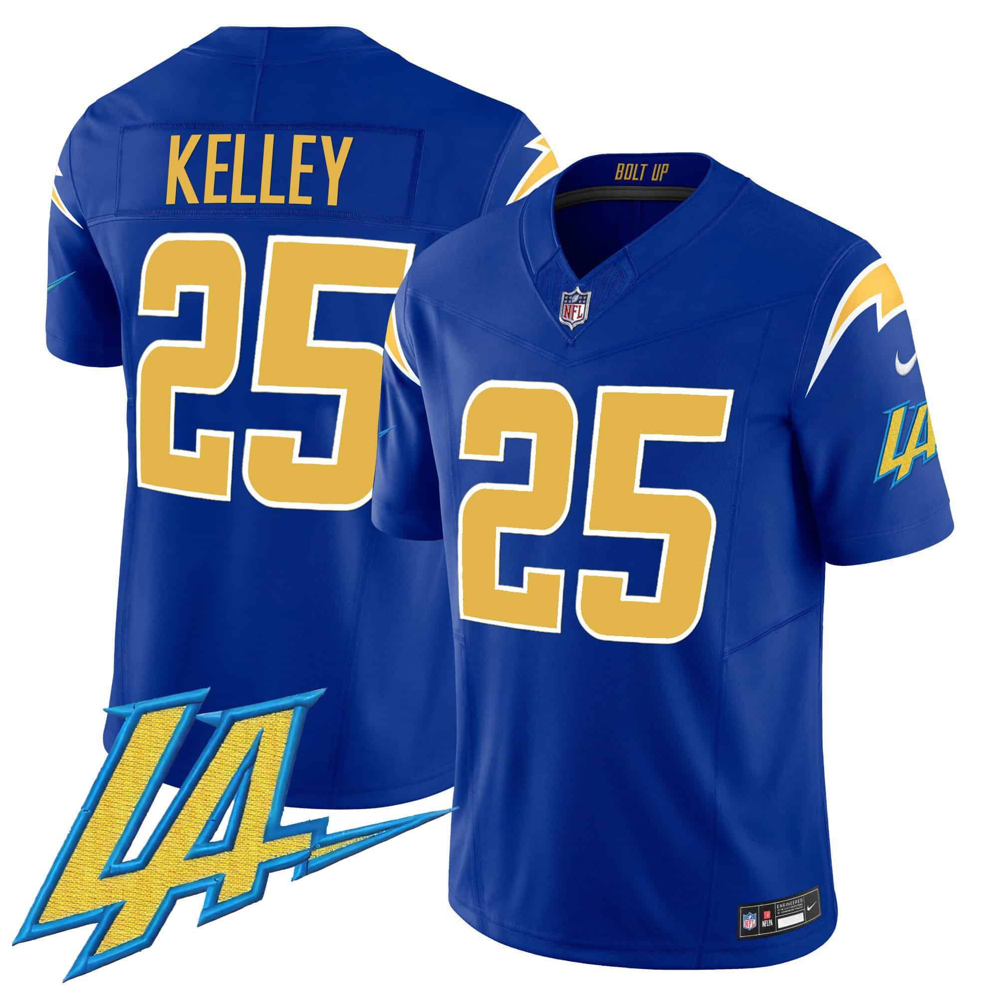 Men Los Angeles Chargers 25 Kelley Blue 2024 Nike Vapor Limited NFL Jersey